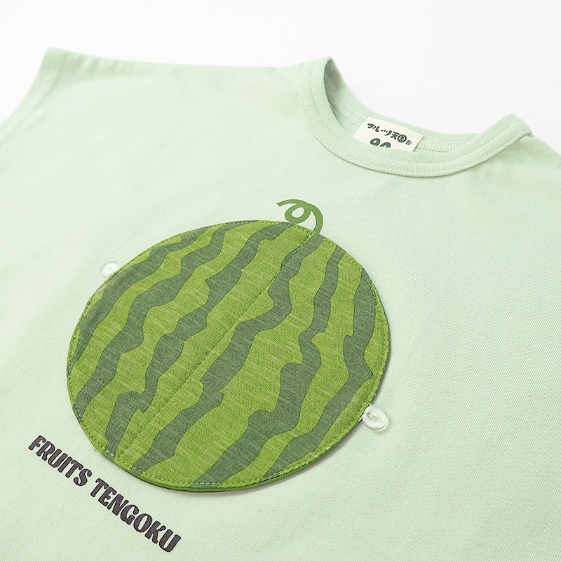 スイカ/パインのめくれるフルーツTシャツ【フルーツ天国】｜80-130cm