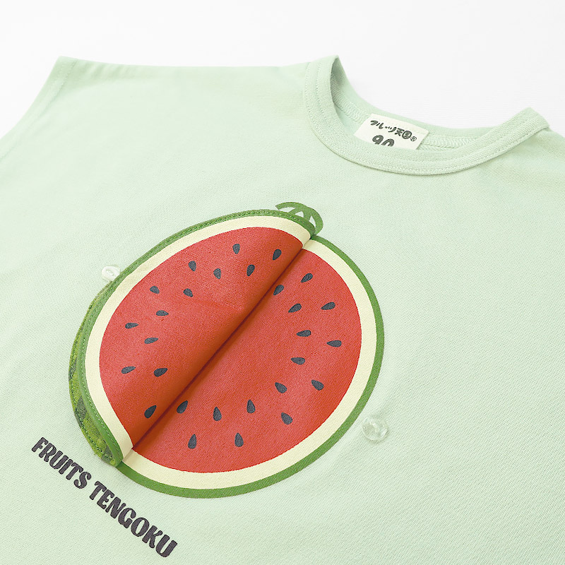 スイカ/パインのめくれるフルーツTシャツ【フルーツ天国】｜80-130cm
