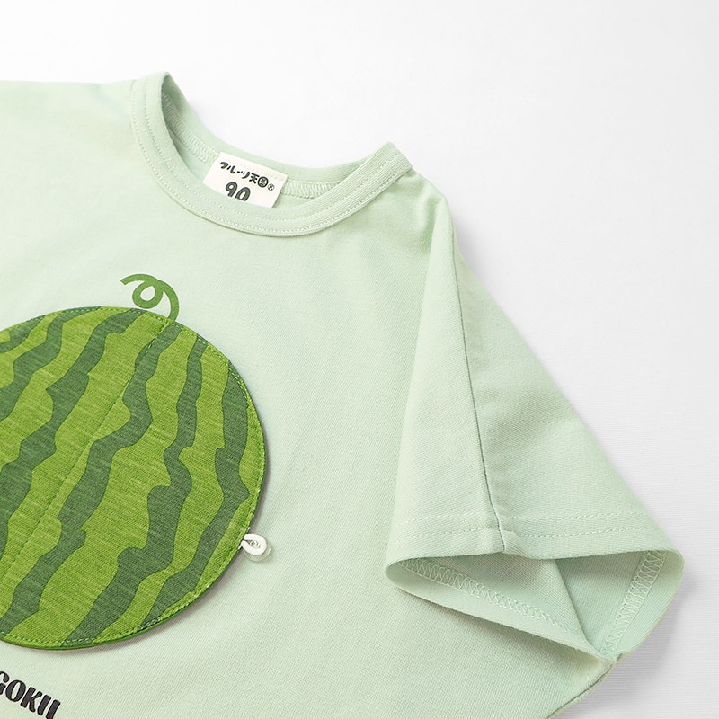 スイカ/パインのめくれるフルーツTシャツ【フルーツ天国】｜80-130cm