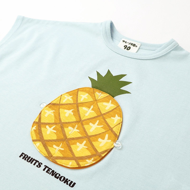 スイカ/パインのめくれるフルーツTシャツ【フルーツ天国】｜80-130cm