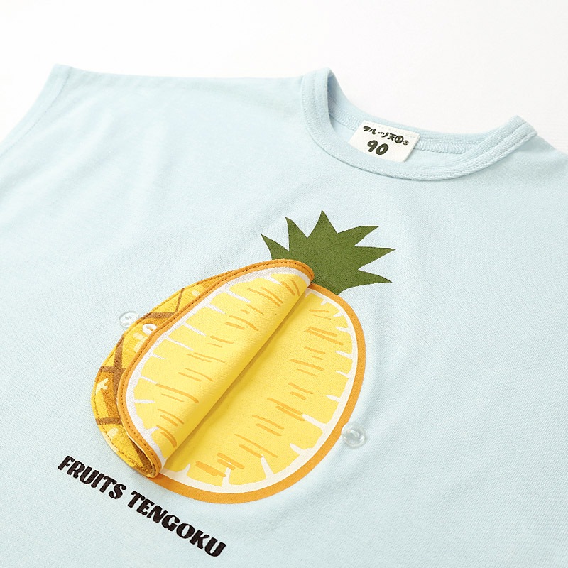 スイカ/パインのめくれるフルーツTシャツ【フルーツ天国】｜80-130cm