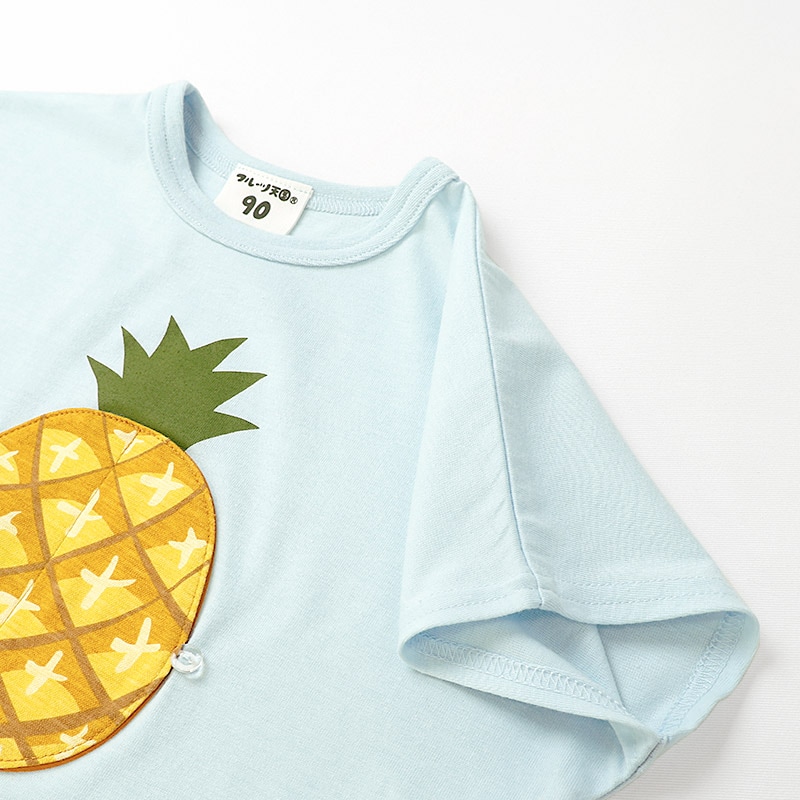 スイカ/パインのめくれるフルーツTシャツ【フルーツ天国】｜80-130cm