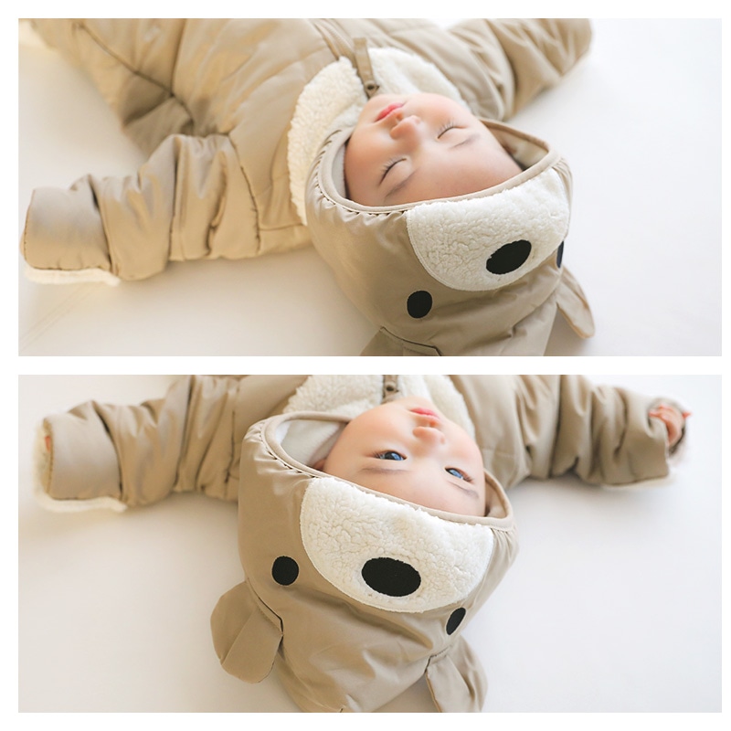 ベビー服 おくるみ ロンパース ジャンプスーツ 洗える カバーオール 防寒 70 80 90 アウター 中わた入り 撥水加工 ファー付き フード ( 70-90 )【ZOOMIC】 ズーミック キッズ 中綿 ジャケット あったか ウサギ 冬 男の子 女の子 スノーコンビ