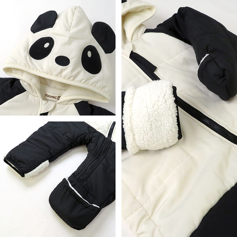 ベビー服 おくるみ ロンパース ジャンプスーツ 洗える カバーオール 防寒 70 80 90 アウター 中わた入り 撥水加工 ファー付き フード ( 70-90 )【ZOOMIC】 ズーミック キッズ 中綿 ジャケット あったか ウサギ 冬 男の子 女の子 スノーコンビ