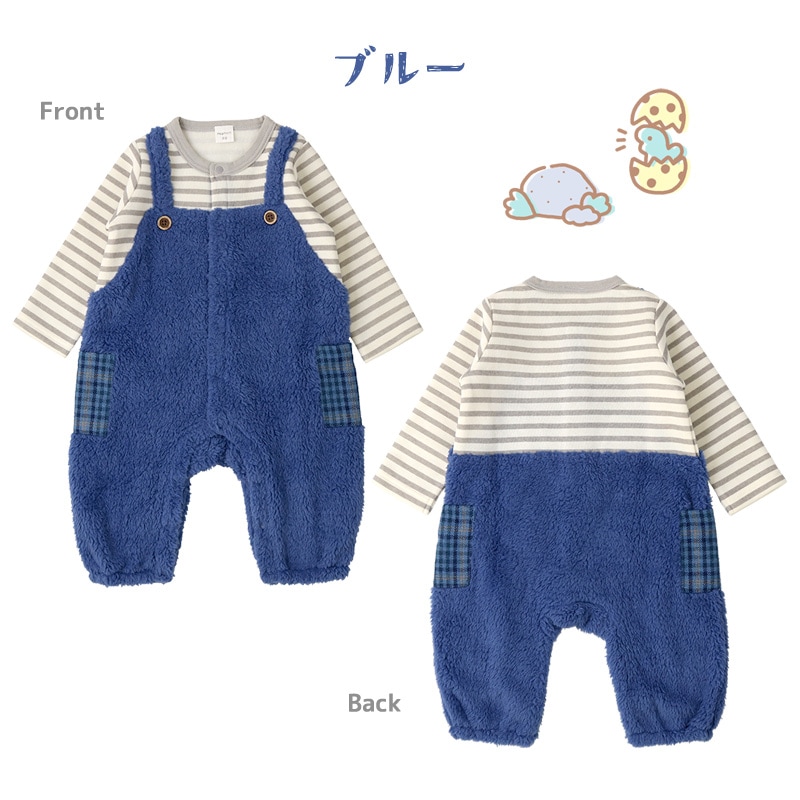 ベビー カバーオール 長袖 ロンパース 裏起毛 男の子 ボーダー