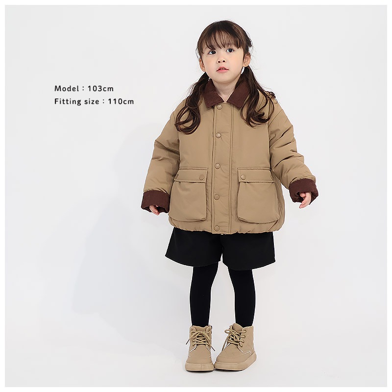 キッズ ベビー ジャケット 中綿入り 撥水加工 コーデュロイ襟 男の子 女の子 ポケット付き 【GrinLab グリンラボ】 中綿ジャケット 中綿アウター ブルゾン 衿付き 中わた入り 軽量 洗える アウトドア 保温 防寒 防寒着 冬服 暖かい 軽い 通園 通学 80 90 95 100 110 120 130