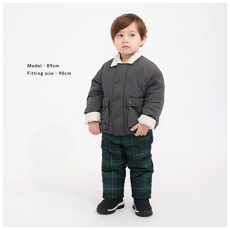 キッズ ベビー ジャケット 中綿入り 撥水加工 コーデュロイ襟 男の子 女の子 ポケット付き 【GrinLab グリンラボ】 中綿ジャケット 中綿アウター ブルゾン 衿付き 中わた入り 軽量 洗える アウトドア 保温 防寒 防寒着 冬服 暖かい 軽い 通園 通学 80 90 95 100 110 120 130