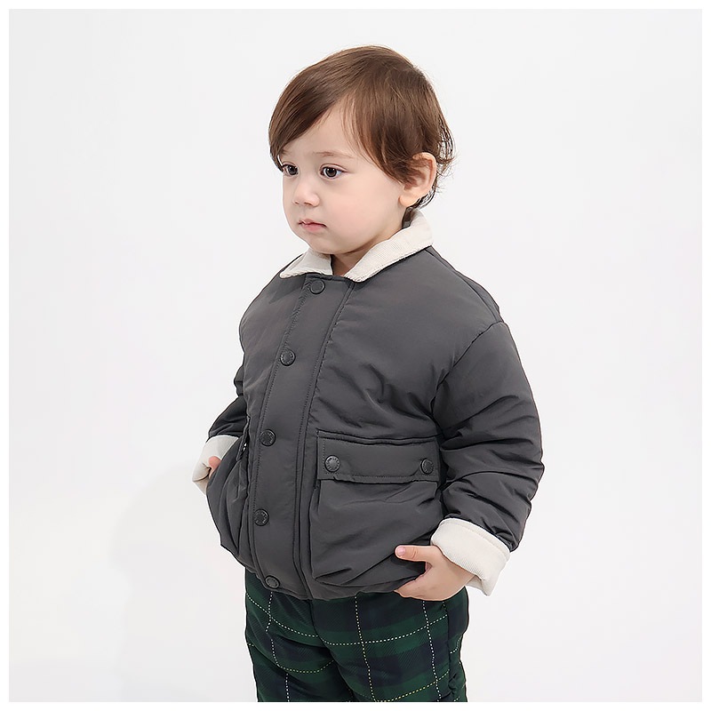 キッズ ベビー ジャケット 中綿入り 撥水加工 コーデュロイ襟 男の子 女の子 ポケット付き 【GrinLab グリンラボ】 中綿ジャケット 中綿アウター ブルゾン 衿付き 中わた入り 軽量 洗える アウトドア 保温 防寒 防寒着 冬服 暖かい 軽い 通園 通学 80 90 95 100 110 120 130