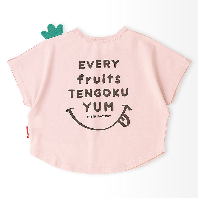 イチゴ/パインのヘタ付き切替フルーツTシャツ【フルーツ天国】｜80-130cm