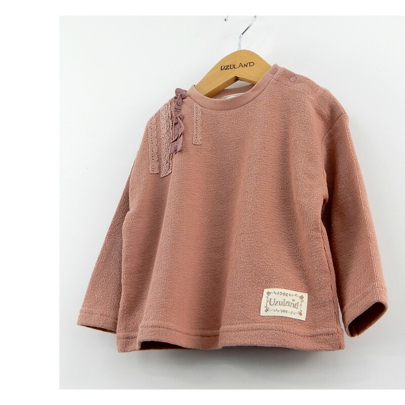 キッズ ロンT 女の子 トップス フリル 長袖 Tシャツ ( 80-130cm)【 Uzuland ウズランド 】 キッズ ベビー おしゃれ かわいい 二次加工 切替 女子 女児 こども服 ベビー服 秋 春 ガールズ ブランド ファッション
