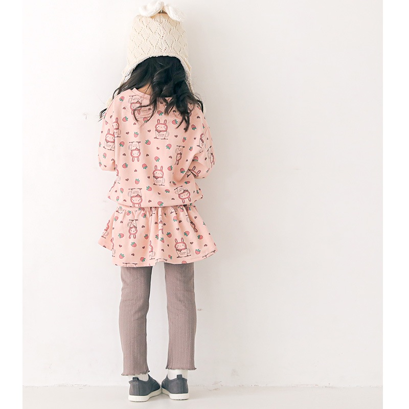 子供服 スカッツ パンツ ウサギ 総柄 10分丈 (80-130cm)【UZURABBIT】 女の子 キッズ ベビー ボトムス スカート ウズラビット うさぎ 干支 ピンク くすみ トレンド ガーリー かわいい おしゃれ 秋物 80 90 95 100 110 120 130ポイント消化