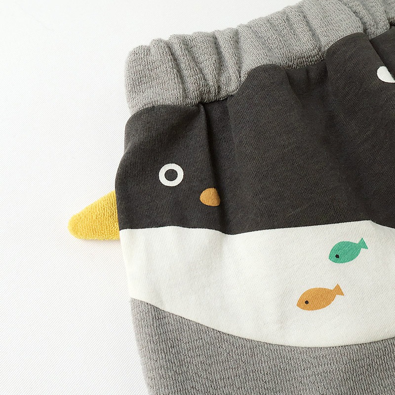キッズ 5分丈パンツ ハーフパンツ 男の子 女の子 イージーパンツ 【ZOOMIC ズーミック】 ベビー ストレッチ ズボン ボトムス 短パン ジャカード天竺 伸縮 ウエストゴム アニマル 動物 ペンギン くま キャラクター 男児 女児 80 90 95 100 110 120 130