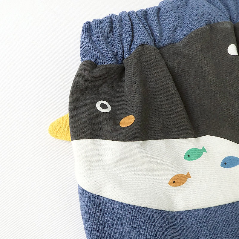 キッズ 5分丈パンツ ハーフパンツ 男の子 女の子 イージーパンツ 【ZOOMIC ズーミック】 ベビー ストレッチ ズボン ボトムス 短パン ジャカード天竺 伸縮 ウエストゴム アニマル 動物 ペンギン くま キャラクター 男児 女児 80 90 95 100 110 120 130