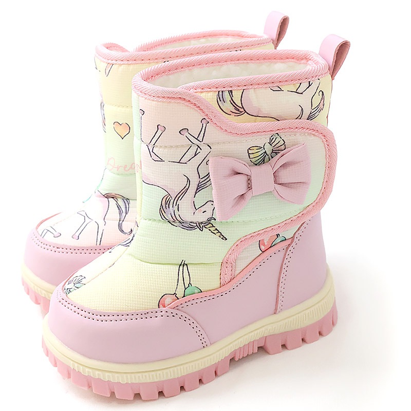 キッズ スノーブーツ 撥水加工 内ボア 長靴 男の子 女の子 【UZULAND GrinLab】 ベビー スノーシューズ 滑り止め レインブーツ チェック 苺 いちご ユニコーン 恐竜 ダイナソー 12 13 14 15 16 雪除け 防寒 保温 通園 通学 雪遊び 外遊び アウトドア 冬