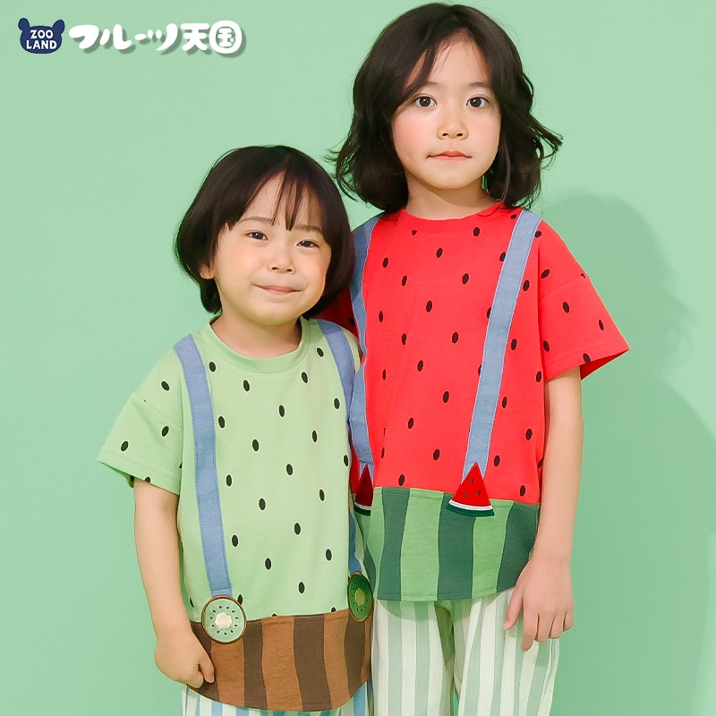 スイカ/キウイのなりきりフルーツTシャツ【フルーツ天国】｜80-130cm