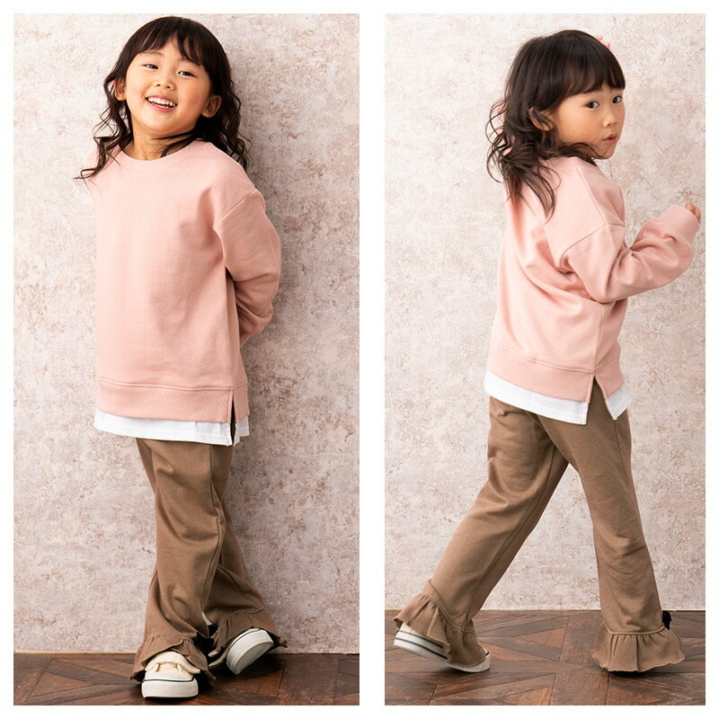 子供服 ボトムス 綿100％ 裏起毛 デザイン ロング パンツ(80-130cm)【GrinLab】 子供服 ロングパンツ 長ズボン キッズ ベビー 女児 デイリーコーデ 80cm 90cm 95cm 100cm 110cm 120cm 130cmポイント消化