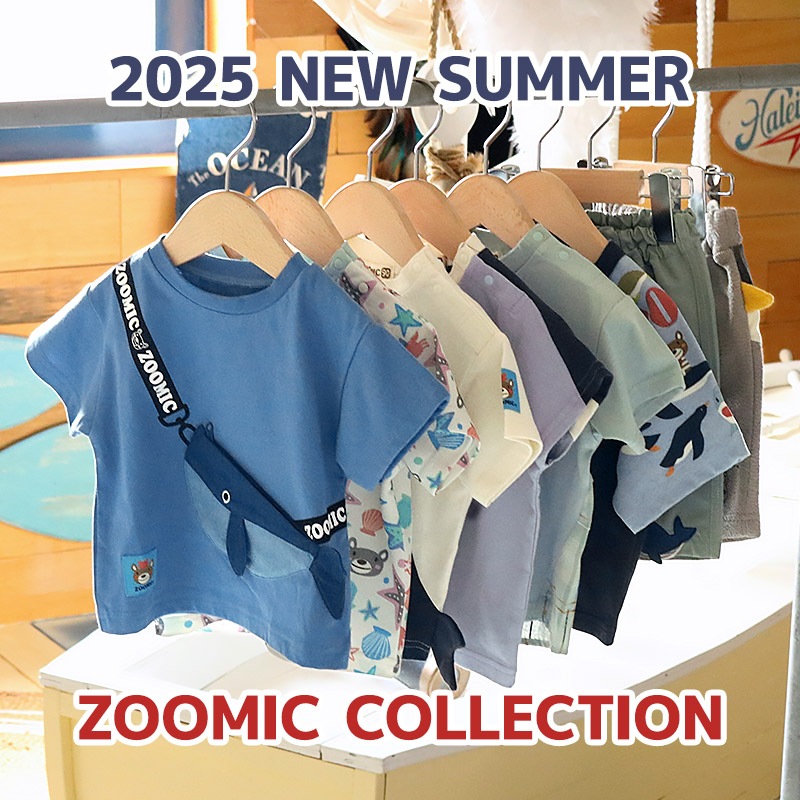 クジラ ポシェット風 立体モチーフポケット 半袖Tシャツ【 ZOOMIC ズーミック 】｜80-130cm
