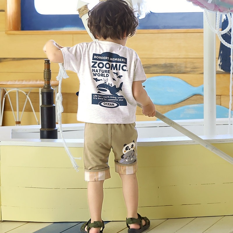 クジラ ポシェット風 立体モチーフポケット 半袖Tシャツ【 ZOOMIC ズーミック 】｜80-130cm