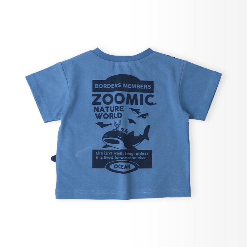 クジラ ポシェット風 立体モチーフポケット 半袖Tシャツ【 ZOOMIC ズーミック 】｜80-130cm