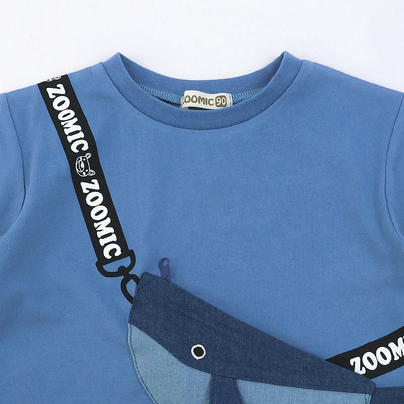クジラ ポシェット風 立体モチーフポケット 半袖Tシャツ【 ZOOMIC ズーミック 】｜80-130cm