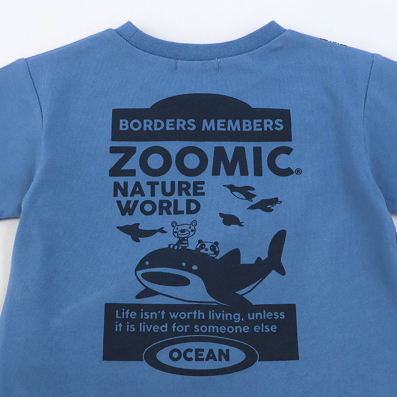 クジラ ポシェット風 立体モチーフポケット 半袖Tシャツ【 ZOOMIC ズーミック 】｜80-130cm
