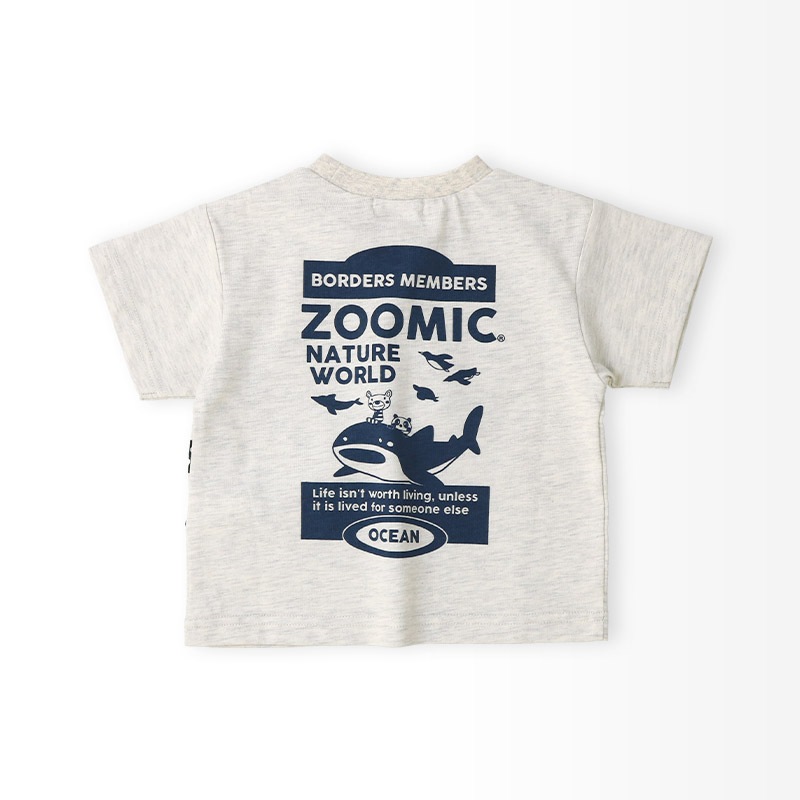 クジラ ポシェット風 立体モチーフポケット 半袖Tシャツ【 ZOOMIC ズーミック 】｜80-130cm