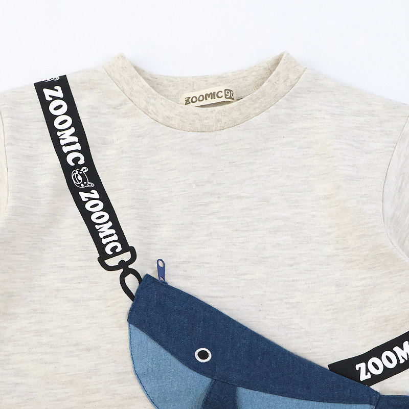 クジラ ポシェット風 立体モチーフポケット 半袖Tシャツ【 ZOOMIC ズーミック 】｜80-130cm