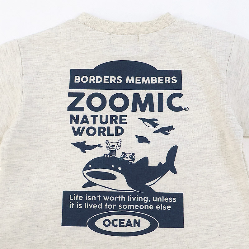 クジラ ポシェット風 立体モチーフポケット 半袖Tシャツ【 ZOOMIC ズーミック 】｜80-130cm