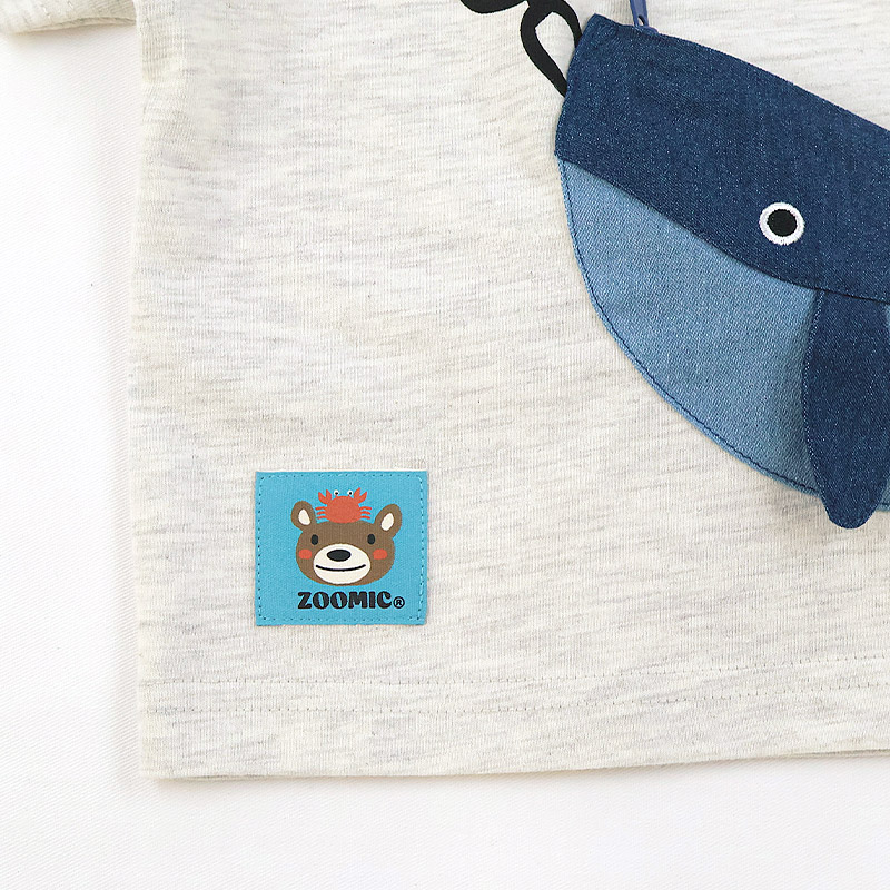 クジラ ポシェット風 立体モチーフポケット 半袖Tシャツ【 ZOOMIC ズーミック 】｜80-130cm