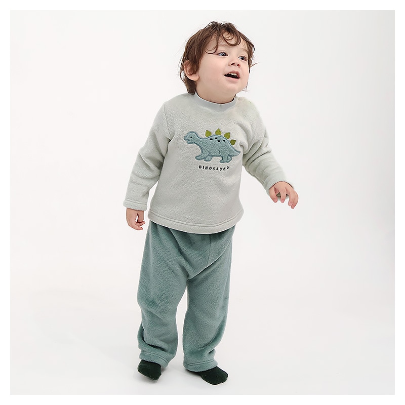 キッズ パジャマ 長袖 フリース 起毛 ルームウェア 男の子 女の子 ベビー 子供用 上下セット 2点セット トップス ボトムス セットアップ 冬用 恐竜 ダイナソー 車 自動車 総柄 動物 アニマル 保温 あったか 暖かい 可愛い かわいい 80 90 95 100 110 120 130
