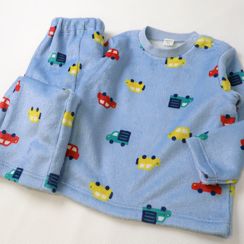 キッズ パジャマ 長袖 フリース 起毛 ルームウェア 男の子 女の子 ベビー 子供用 上下セット 2点セット トップス ボトムス セットアップ 冬用 恐竜 ダイナソー 車 自動車 総柄 動物 アニマル 保温 あったか 暖かい 可愛い かわいい 80 90 95 100 110 120 130