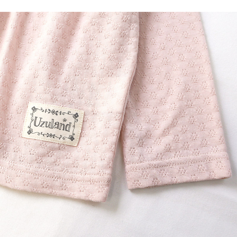 ガールズ ロンT 花柄 レース 切替 長袖 Tシャツ トップス チャーム付き 女の子 キッズ ベビー ( 80-130cm )【 UZULAND ウズランド 】 チュニック ブラウス 重ね着風 ジャカード くすみカラー カットソー ピンク アイボリー 秋物 80cm 90cm 95cm 100cm 110cm 120cm 130cm