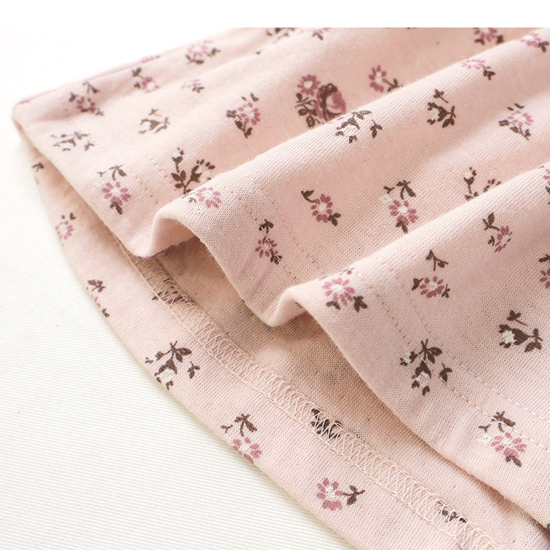 ガールズ ロンT 花柄 レース 切替 長袖 Tシャツ トップス チャーム付き 女の子 キッズ ベビー ( 80-130cm )【 UZULAND ウズランド 】 チュニック ブラウス 重ね着風 ジャカード くすみカラー カットソー ピンク アイボリー 秋物 80cm 90cm 95cm 100cm 110cm 120cm 130cm