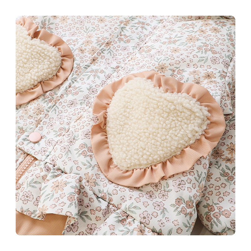 ジャンプスーツ ベビー キッズ 女の子 男の子 中綿入り 防寒 保温 撥水加工 ( 80-100cm ) ファー付き フード アウター ジャケット スノーウェア スキーウェア スノーコンビ つなぎ 雪遊び うさぎ 動物 チェック 花 小花 フラワー ダッフルコート 80cm 90cm 95cm 100cm