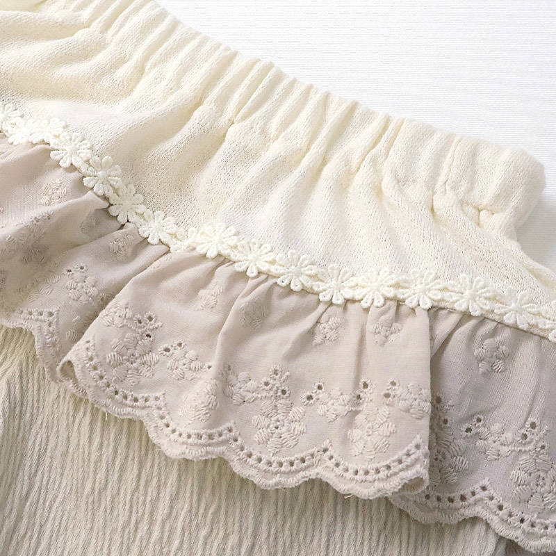 ガールズ ショートパンツ ニット フリル 半ズボン 女の子【UZULAND ウズランド】キッズ ベビー ハーフパンツ ショーパン 短パン ウエストゴム 伸縮 伸びる ストレッチ カジュアル ピンク ベージュ 可愛い かわいい 80 90 95 100 110 120 130