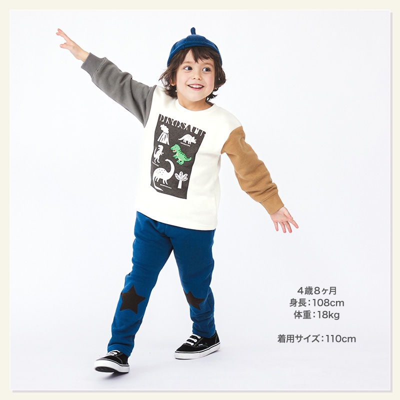 キッズ トレーナー 裏起毛 男の子 恐竜 子供服 長袖 トップス ( 80-130cm )【 GrinLab グリンラボ 】 ボーイズ ダイナソー 冬服 スウェット ベビー服 80 90 95 100 110 120 130 
