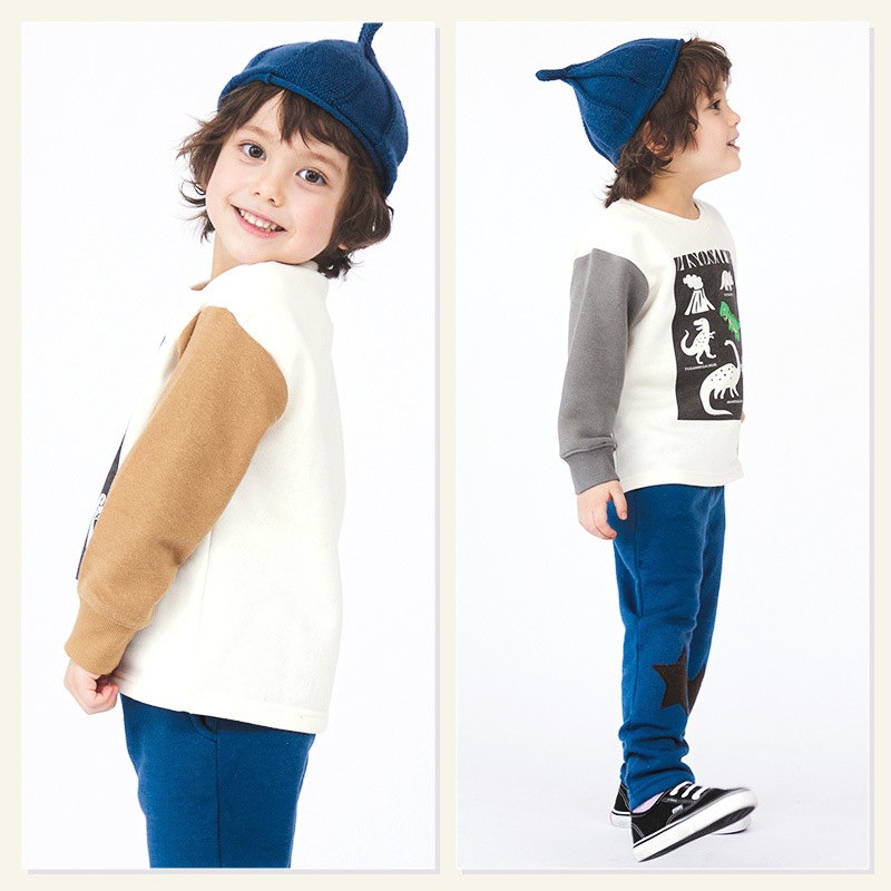 キッズ トレーナー 裏起毛 男の子 恐竜 子供服 長袖 トップス ( 80-130cm )【 GrinLab グリンラボ 】 ボーイズ ダイナソー 冬服 スウェット ベビー服 80 90 95 100 110 120 130 