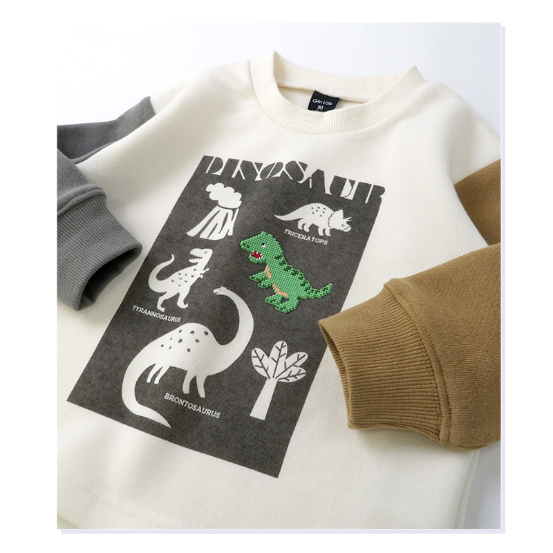 キッズ トレーナー 裏起毛 男の子 恐竜 子供服 長袖 トップス ( 80-130cm )【 GrinLab グリンラボ 】 ボーイズ ダイナソー 冬服 スウェット ベビー服 80 90 95 100 110 120 130 
