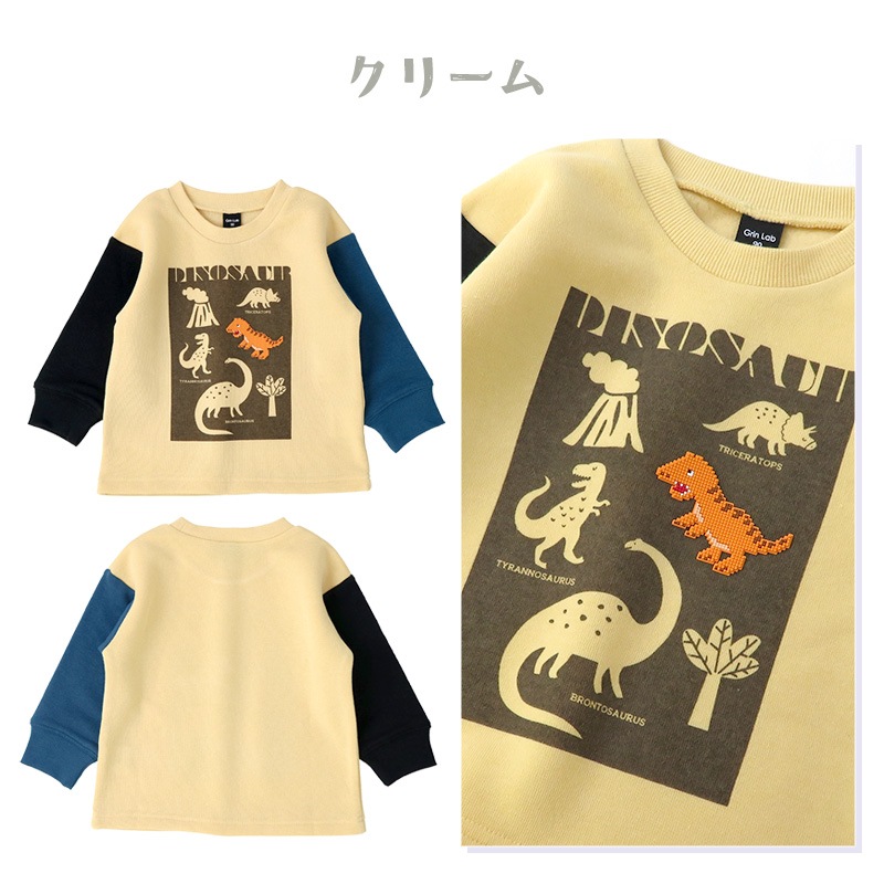 キッズ トレーナー 裏起毛 男の子 恐竜 子供服 長袖 トップス ( 80-130cm )【 GrinLab グリンラボ 】 ボーイズ ダイナソー 冬服 スウェット ベビー服 80 90 95 100 110 120 130 