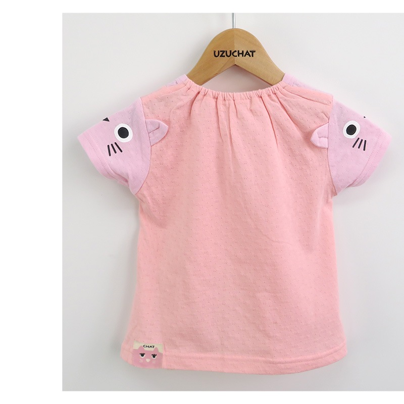 子供服 トップス ウズチャット 夏 デザイン 切替 半袖 Tシャツ(80-130cm)【UZUCHAT】 猫 ねこ ネコ 子供服 キッズ ベビー 二次加工 切替 カットソー 夏服 女の子 おしゃれ 可愛い 80cm 90cm 95cm 100cm 110cm 120cm 130cmポイント消化