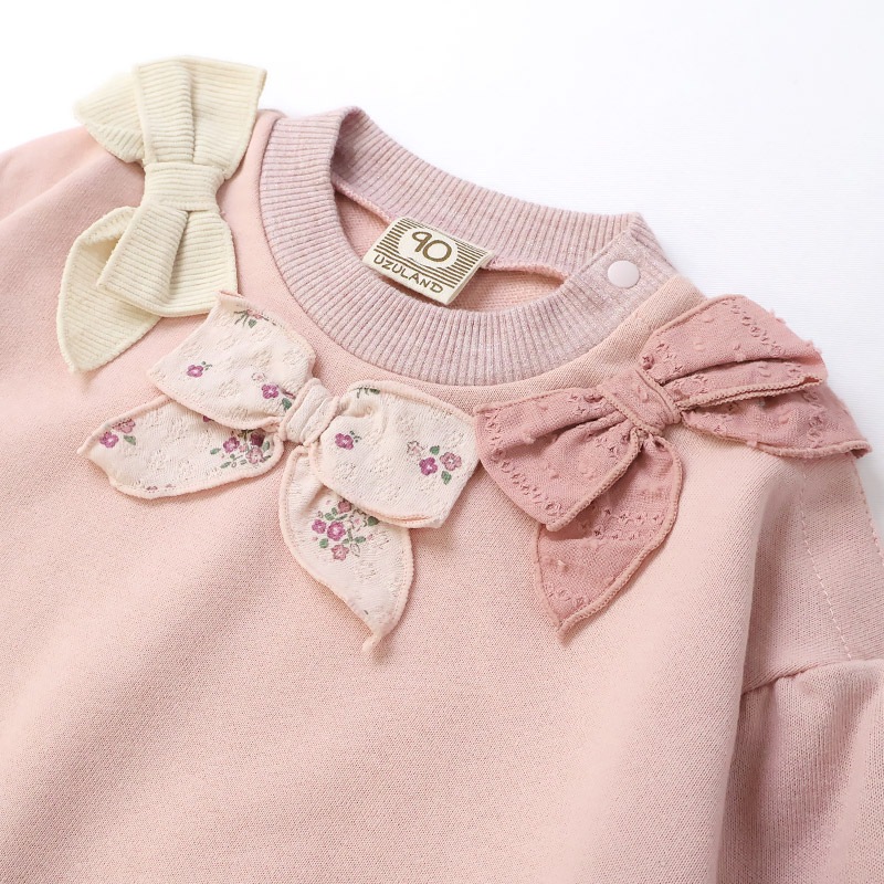 異素材リボン組み合わせトレーナー【Uzulandウズランド】