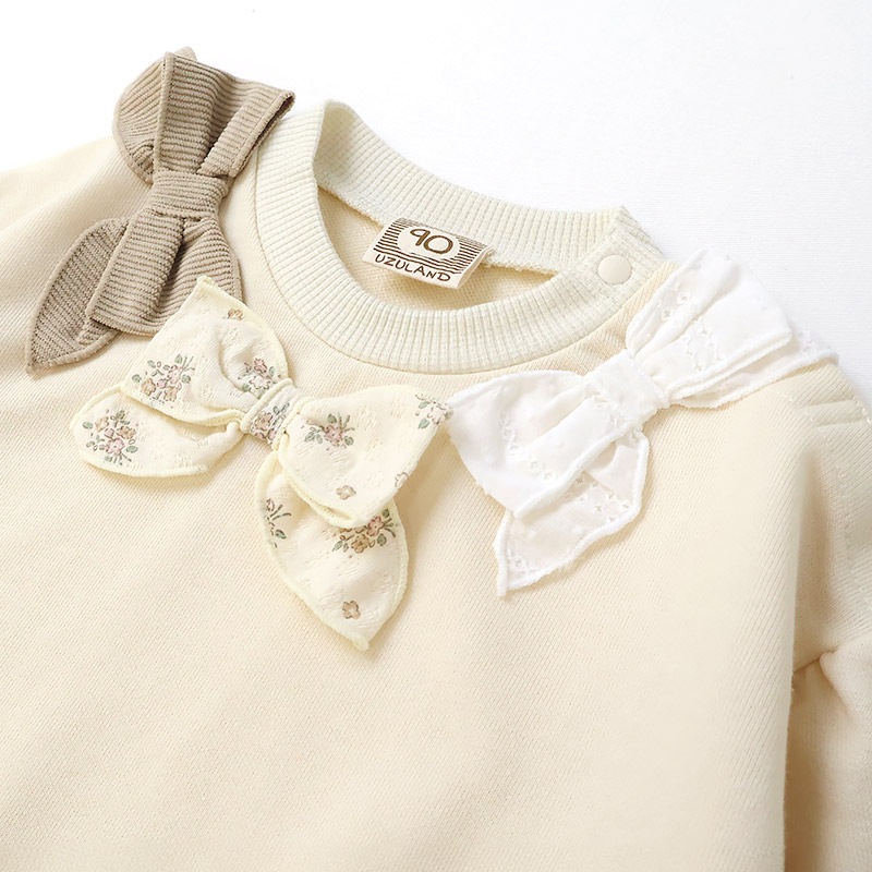 異素材リボン組み合わせトレーナー【Uzulandウズランド】