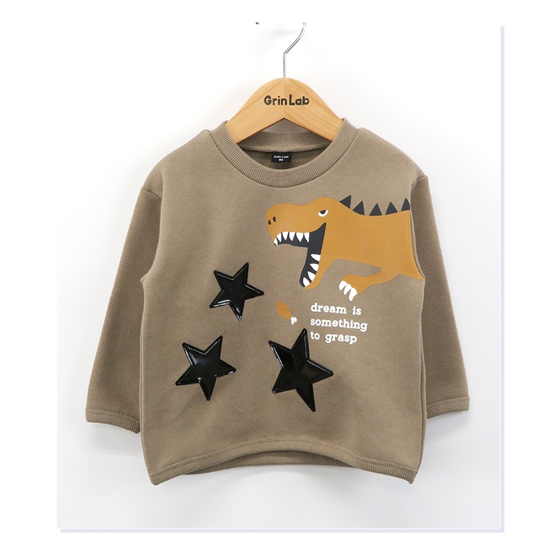 キッズ トレーナー 裏起毛 男の子 恐竜 子供服 長袖 トップス ( 80-130cm )【 GrinLab グリンラボ 】 ボーイズ ダイナソー 冬服 スウェット ベビー服 80 90 95 100 110 120 130 
