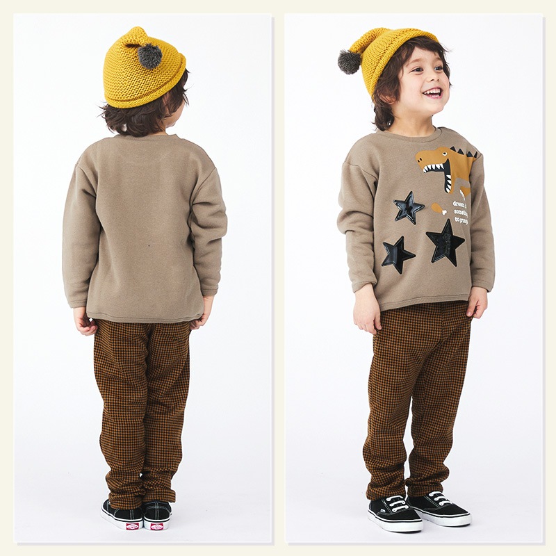 キッズ トレーナー 裏起毛 男の子 恐竜 子供服 長袖 トップス ( 80-130cm )【 GrinLab グリンラボ 】 ボーイズ ダイナソー 冬服 スウェット ベビー服 80 90 95 100 110 120 130 