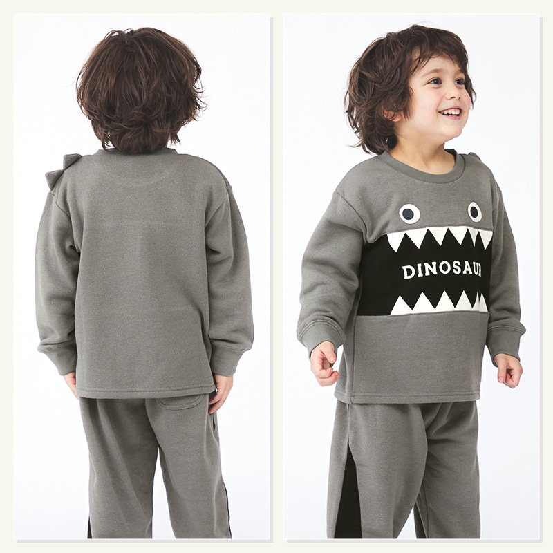 キッズ トレーナー 裏起毛 男の子 恐竜 子供服 長袖 トップス ( 80-130cm )【 GrinLab グリンラボ 】 ボーイズ ダイナソー 冬服 スウェット ベビー服 80 90 95 100 110 120 130 