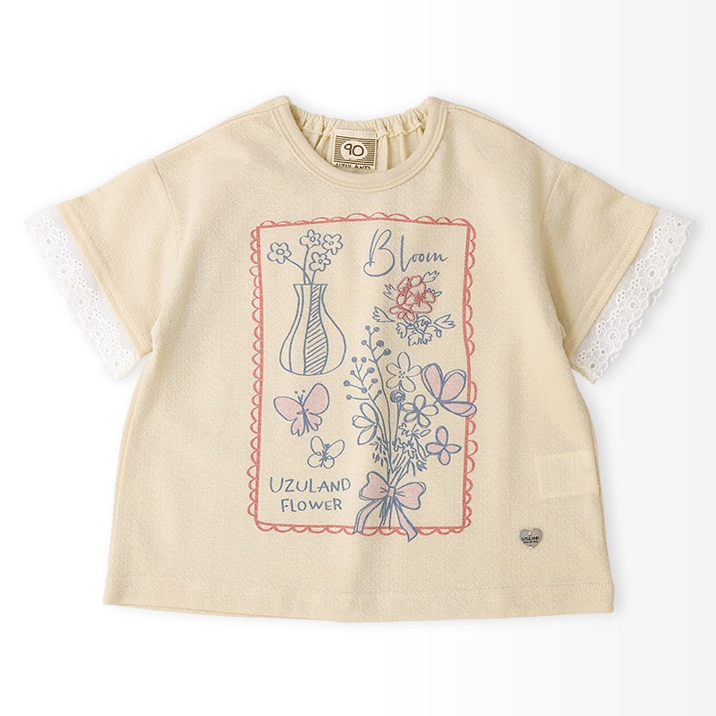 フラワープリント半袖Tシャツ【Uzulandウズランド】