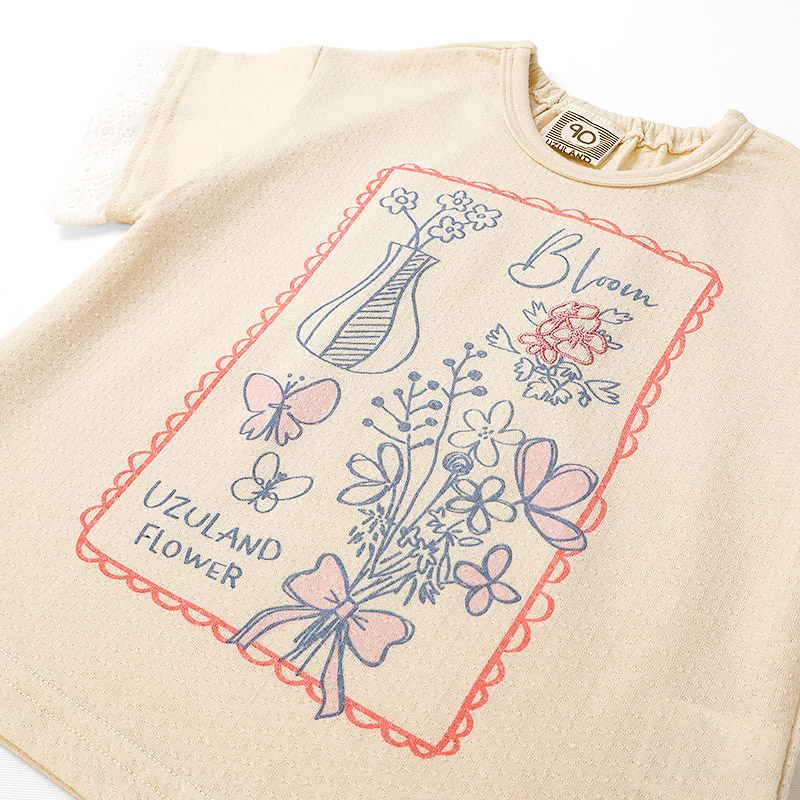 フラワープリント半袖Tシャツ【Uzulandウズランド】