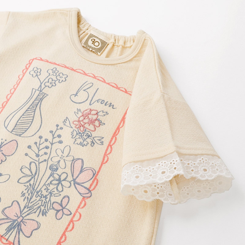 フラワープリント半袖Tシャツ【Uzulandウズランド】