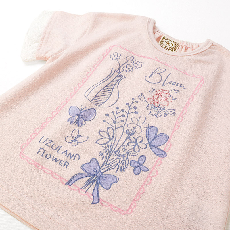 フラワープリント半袖Tシャツ【Uzulandウズランド】