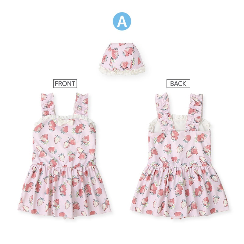 【送料無料】水着 セット キッズ 女の子 スイムウェア 2点セット ( 100-130cm ) 子供 スイムキャップ ワンピース水着 OP ガールズ セットアップ 可愛い かわいい 女児 コーディネート スイムセット お揃い リンクコーデ 夏 プール 海 スイミング 海水浴